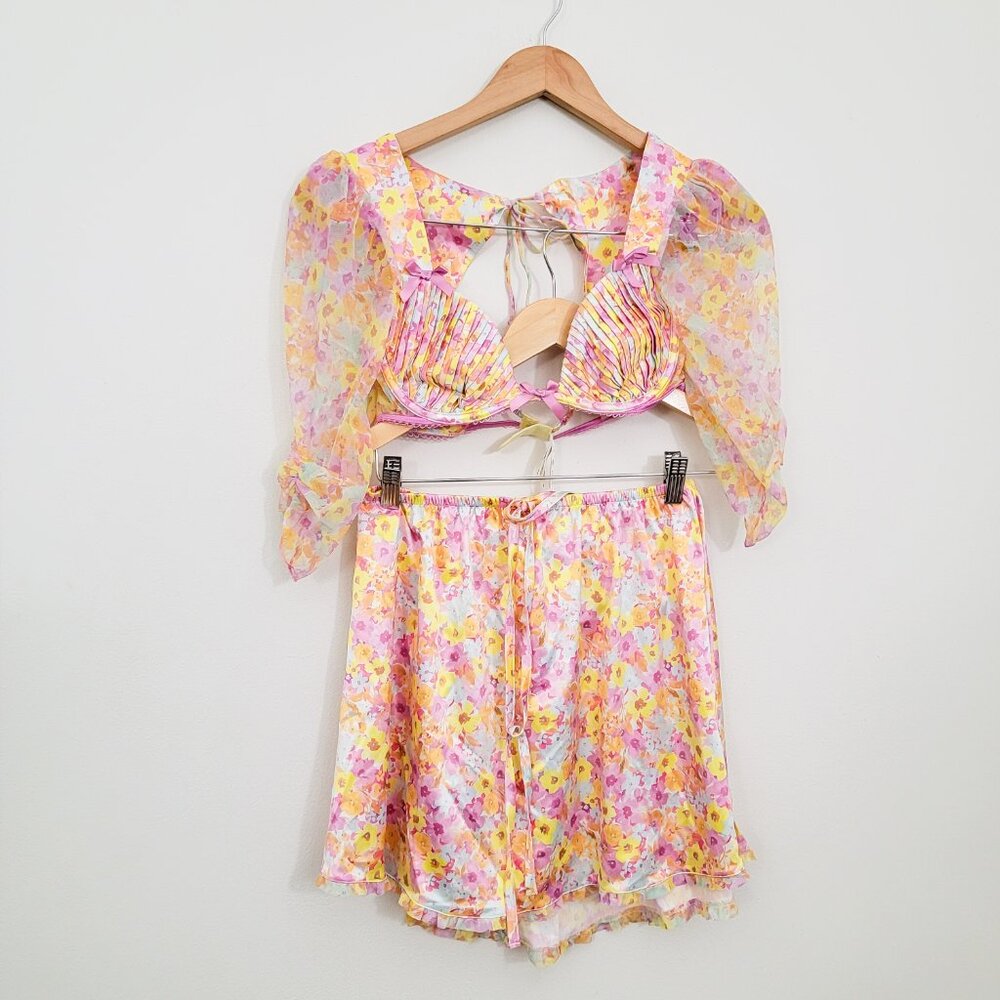 For Love and Lemons Pastel Punch Crop Top and Skirt Set Small NWT - Picture 4 of 11